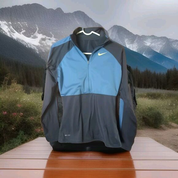 Nike Pro Jacket Women's M Two‎ Toned Blue 1/2 Zip Pullover Active Running Jacket - Picture 1 of 3